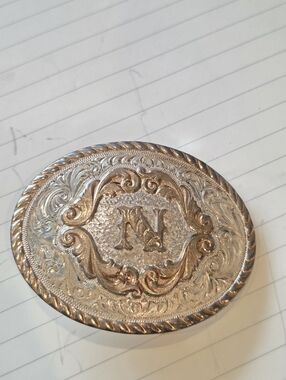 Women's Montana Silversmiths Initial N Sterling Plate Westerm Belt Buckle